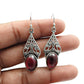 Woman Gift 925 Silver Natural Garnet Drop Dangle Bohemian Earrings A17