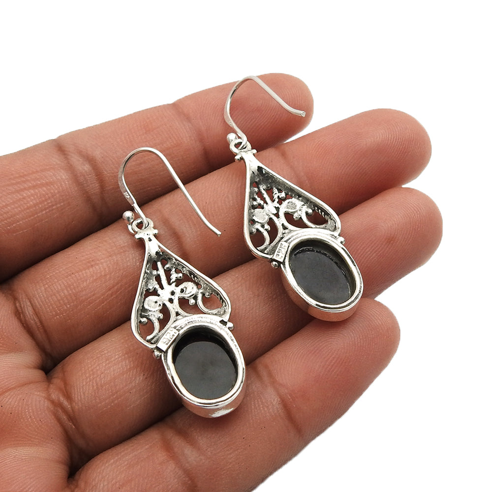 Woman Gift 925 Silver Natural Garnet Drop Dangle Bohemian Earrings A17