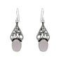 Natural Rose Quartz Drop Dangle Vintage Earrings 925 Silver For Girls J10