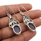 Oval Labradorite Stone Unique Wedding Dangling Tribal Earrings 925 Solid Silver