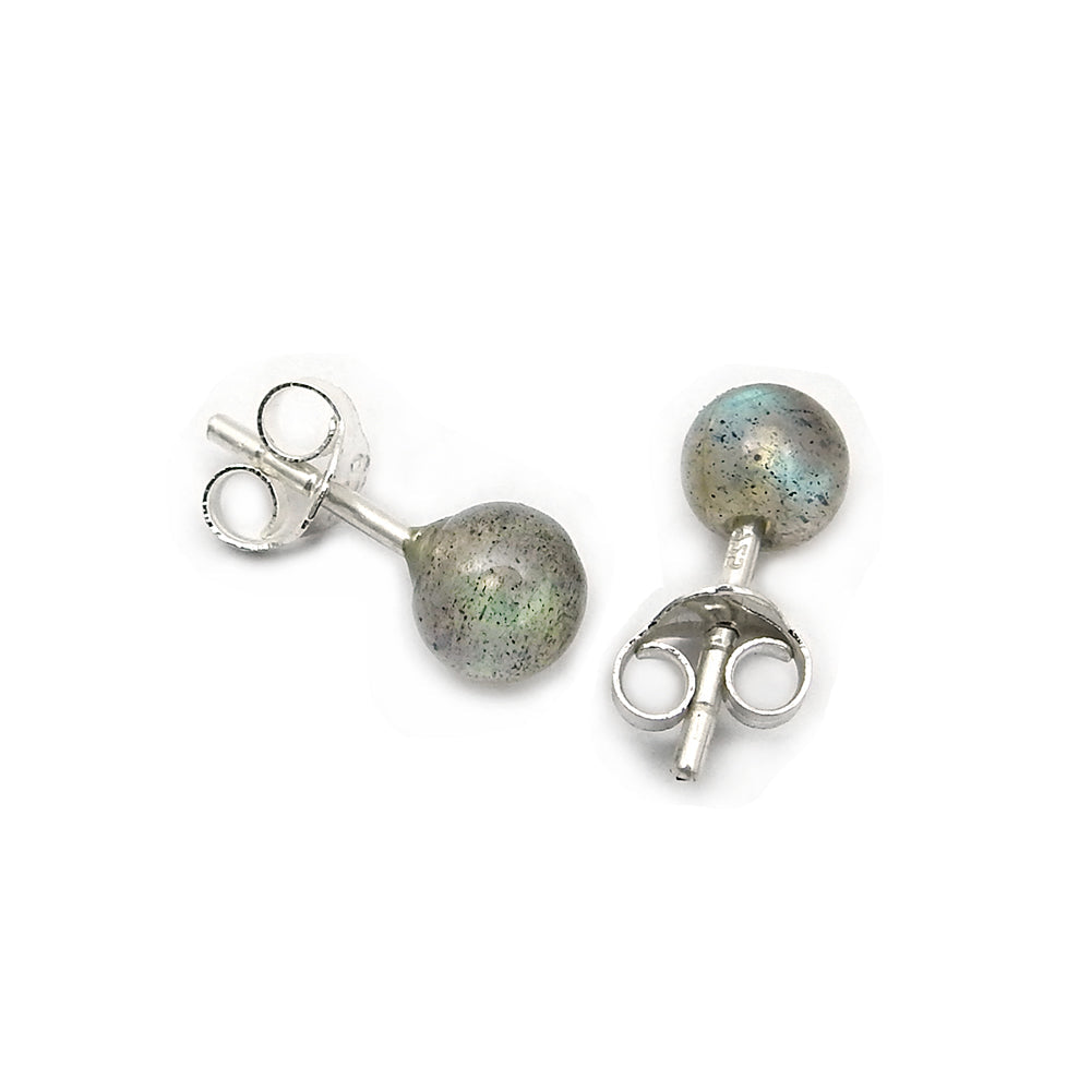 Natural Labradorite Gemstone Stud Earrings 925 Sterling Silver Jewelry A11