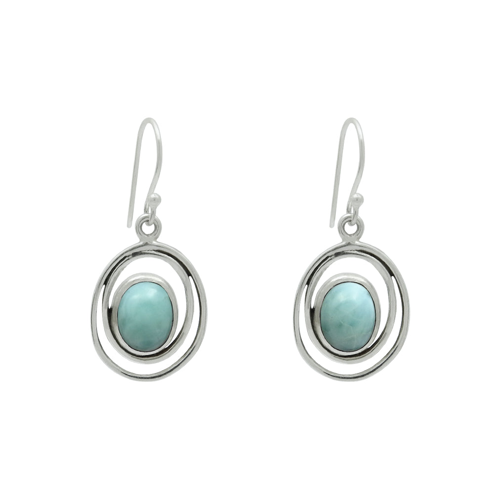 Natural Larimar Gemstone 925 Silver Charming Dangle Earrings For Women Girls B11