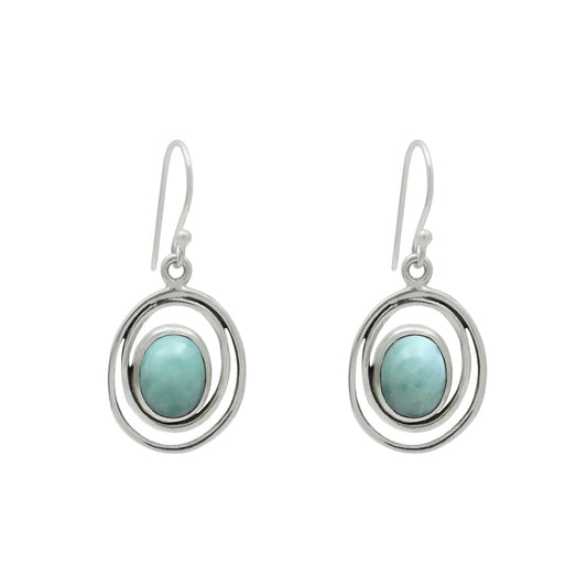 Natural Larimar Gemstone 925 Silver Charming Dangle Earrings For Women Girls B11