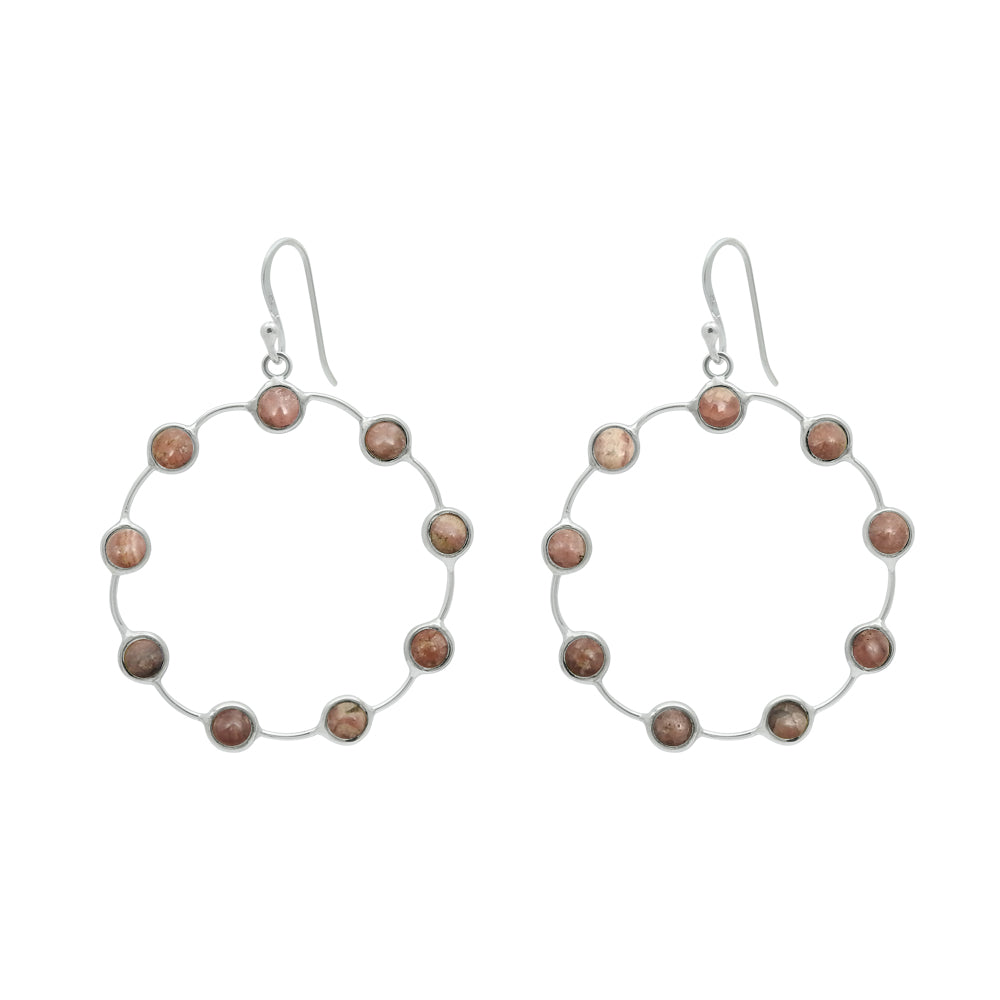 Gift For Her Rhodochrosite Gemstone Earrings 925 Sterling Silver Jewelry Ai4