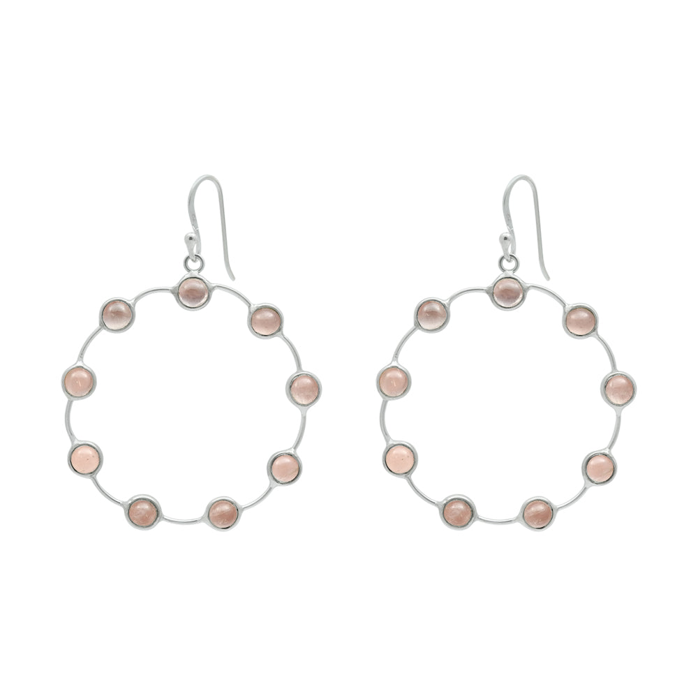 Rose Quartz Gemstone Trendy Earrings 925 Sterling Silver Metaphysical Jewelry K1