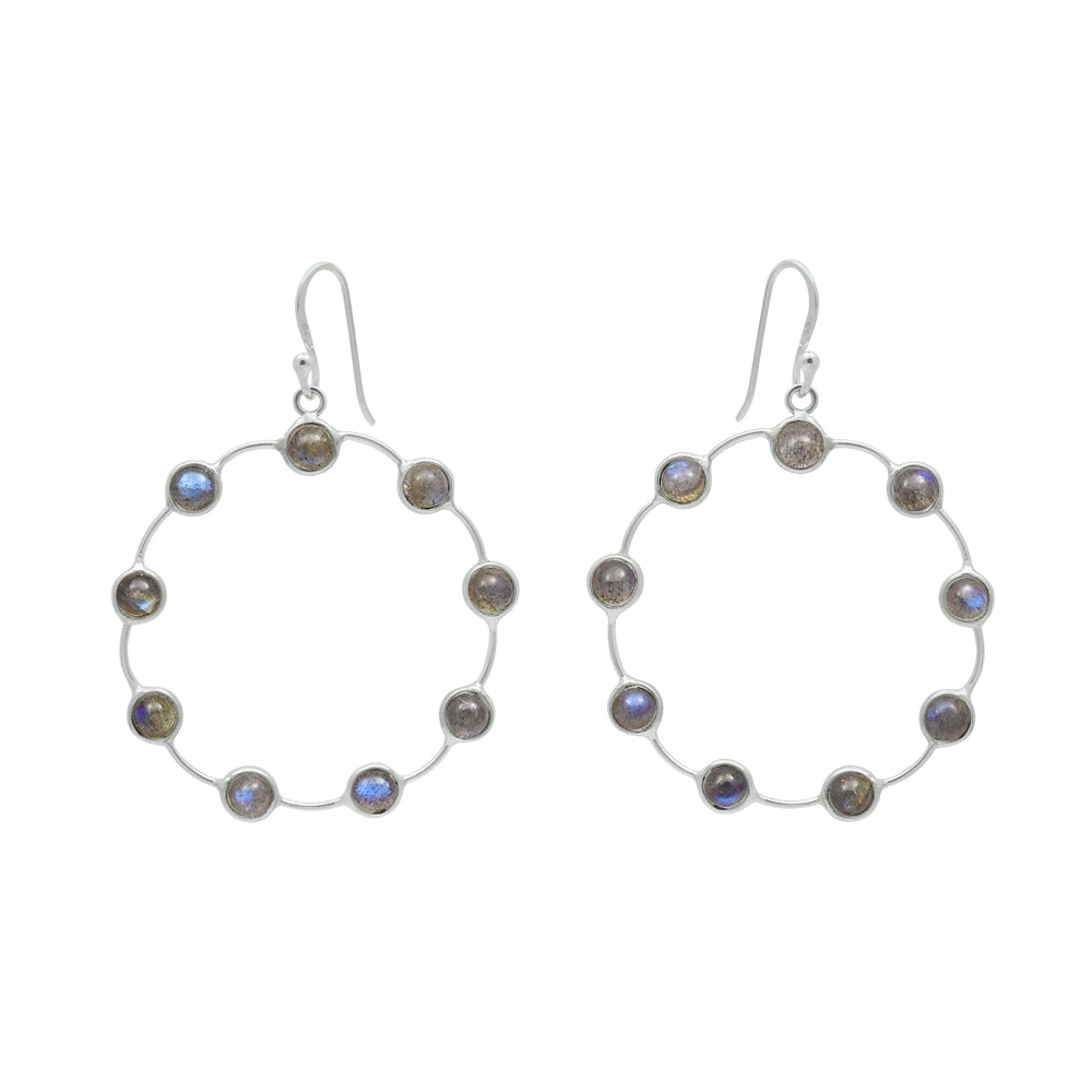 Woman Gift Natural Labradorite Drop Dangle Boho Earrings 925 Silver S58