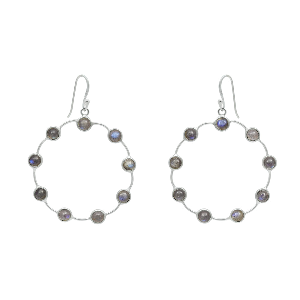 Woman Gift Natural Labradorite Drop Dangle Boho Earrings 925 Silver S58