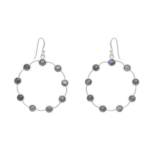 Woman Gift Natural Labradorite Drop Dangle Boho Earrings 925 Silver S58