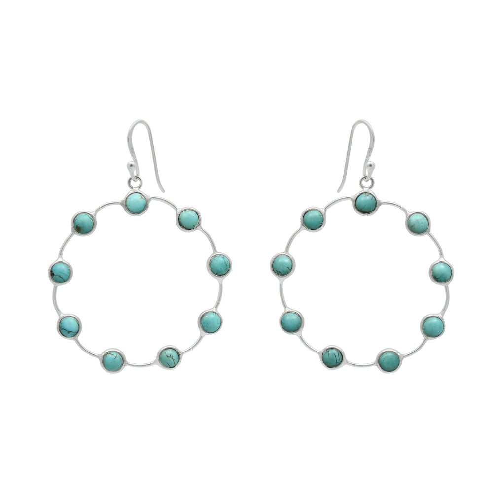 Woman Gift Turquoise Gemstone Earrings 925 Sterling Silver Jewelry L10