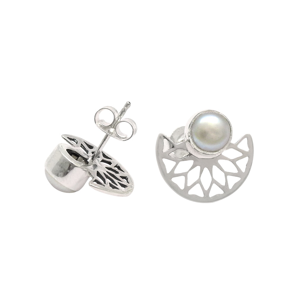 Pearl Earrings 925 Sterling Silver Tribal Jewelry
