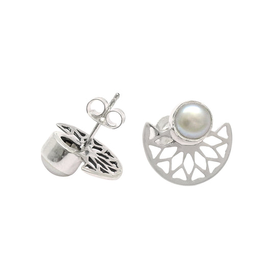 Pearl Earrings 925 Sterling Silver Tribal Jewelry