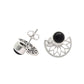 Root Chakra Natural Black Onyx Boho Sister Stud Bezel Earrings 925 Solid Silver