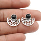 Root Chakra Natural Black Onyx Boho Sister Stud Bezel Earrings 925 Solid Silver