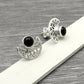 Root Chakra Natural Black Onyx Boho Sister Stud Bezel Earrings 925 Solid Silver