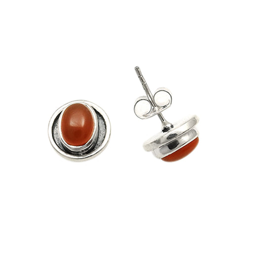 Natural Carnelian Solid Sterling Silver Daughter New Stud Sacral Chakra Earrings