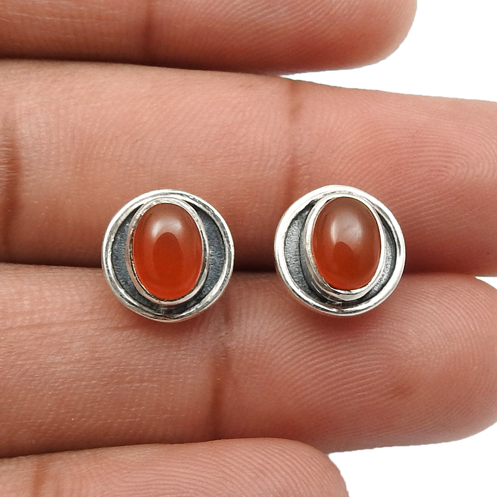 Natural Carnelian Solid Sterling Silver Daughter New Stud Sacral Chakra Earrings