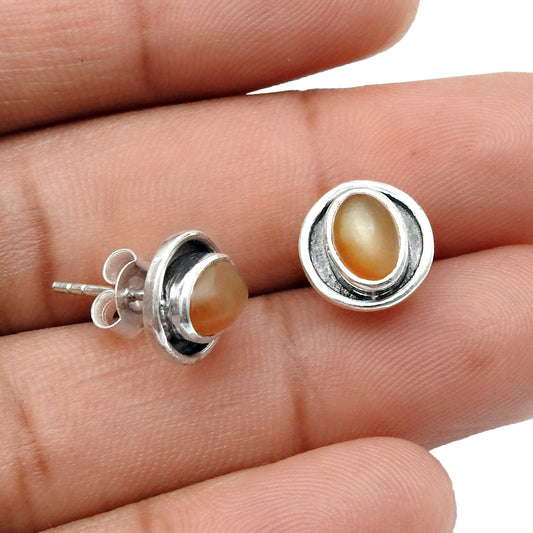 Cats Eye Stone 925 Sterling Silver Butterfly Stud Post Daughter Earrings Jewelry