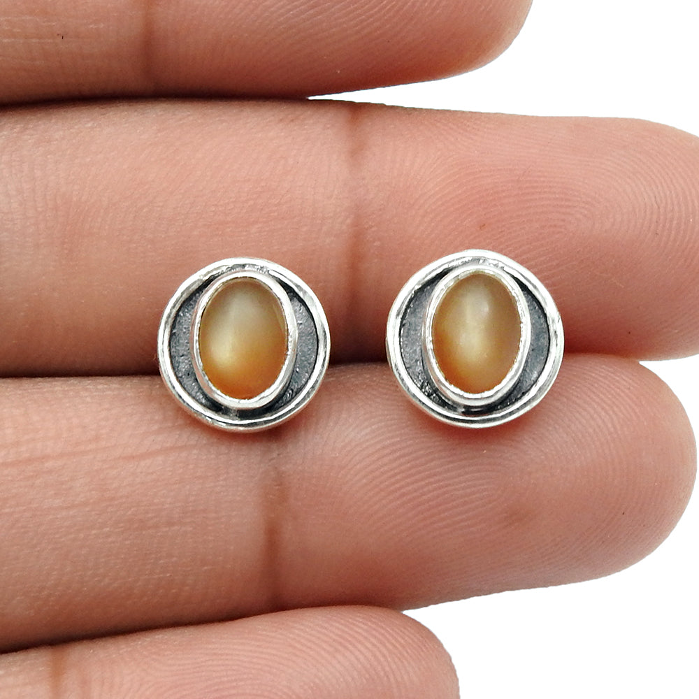 Cats Eye Stone 925 Sterling Silver Butterfly Stud Post Daughter Earrings Jewelry