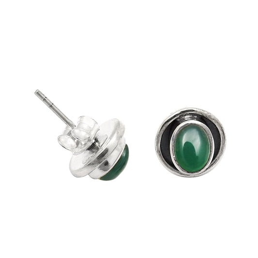 Green Onyx Stone 925 Solid Silver Butterfly Handcrafted Stud Daughter Earrings