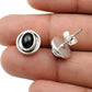 Oval Natural Black Onyx 925 Sterling Silver Bezel Artisan Stud Post New Earrings