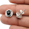 Oval Natural Black Onyx 925 Sterling Silver Bezel Artisan Stud Post New Earrings