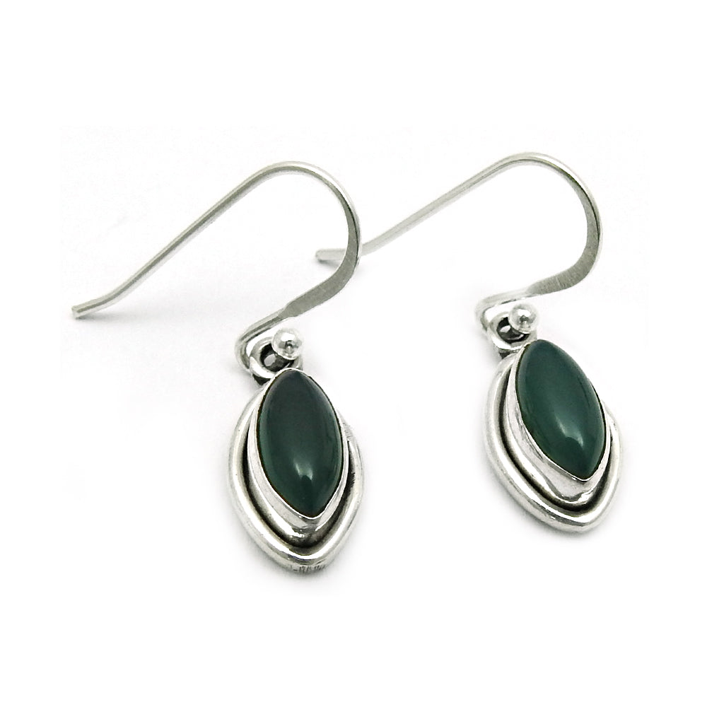 Natural Green Onyx Gemstone Drop Dangle Earrings 925 Sterling Silver For Girls V3