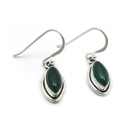 Natural Green Onyx Gemstone Drop Dangle Earrings 925 Sterling Silver For Girls V3