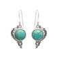 Round Turquoise Gemstone 925 Sterling Silver Unique Drop Birthday Bezel Earrings
