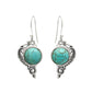 Round Turquoise Gemstone 925 Sterling Silver Unique Drop Birthday Bezel Earrings