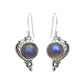 Natural Labradorite Solid Sterling Silver Bezel Drop Dangle Earrings Jewelry
