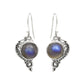 Natural Labradorite Solid Sterling Silver Bezel Drop Dangle Earrings Jewelry