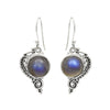 Natural Labradorite Solid Sterling Silver Bezel Drop Dangle Earrings Jewelry