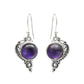 Natural Amethyst 925 Sterling Silver Ethnic Drop Wedding Crown Chakra Earrings