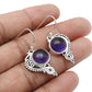 Natural Amethyst 925 Sterling Silver Ethnic Drop Wedding Crown Chakra Earrings