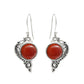 Round Carnelian Gemstone 925 Silver Drop Dangle Bezel Elegant Trendy Earrings