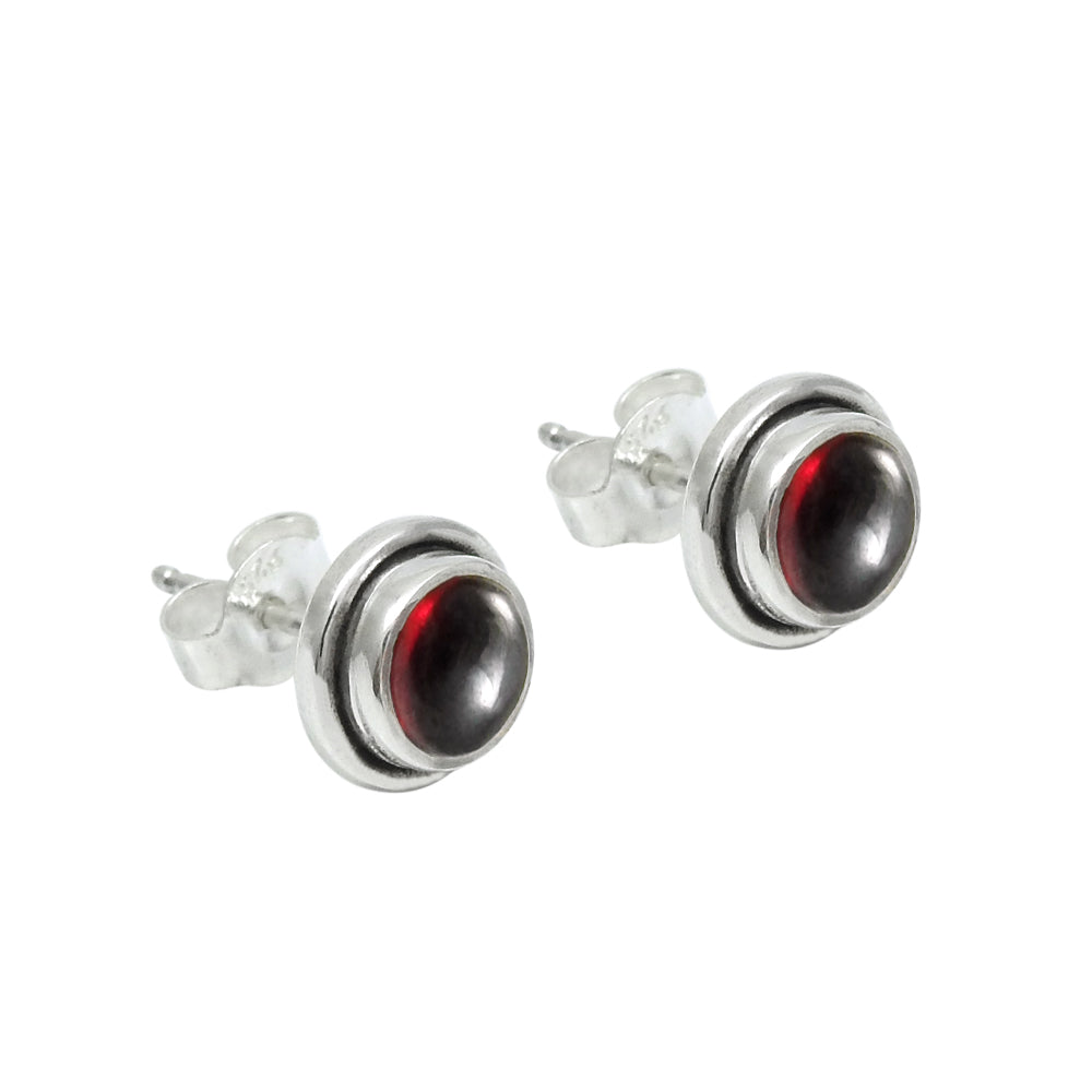 Woman Gift Solid 925 Sterling Silver Natural Garnet Gemstone Post Stud Earrings