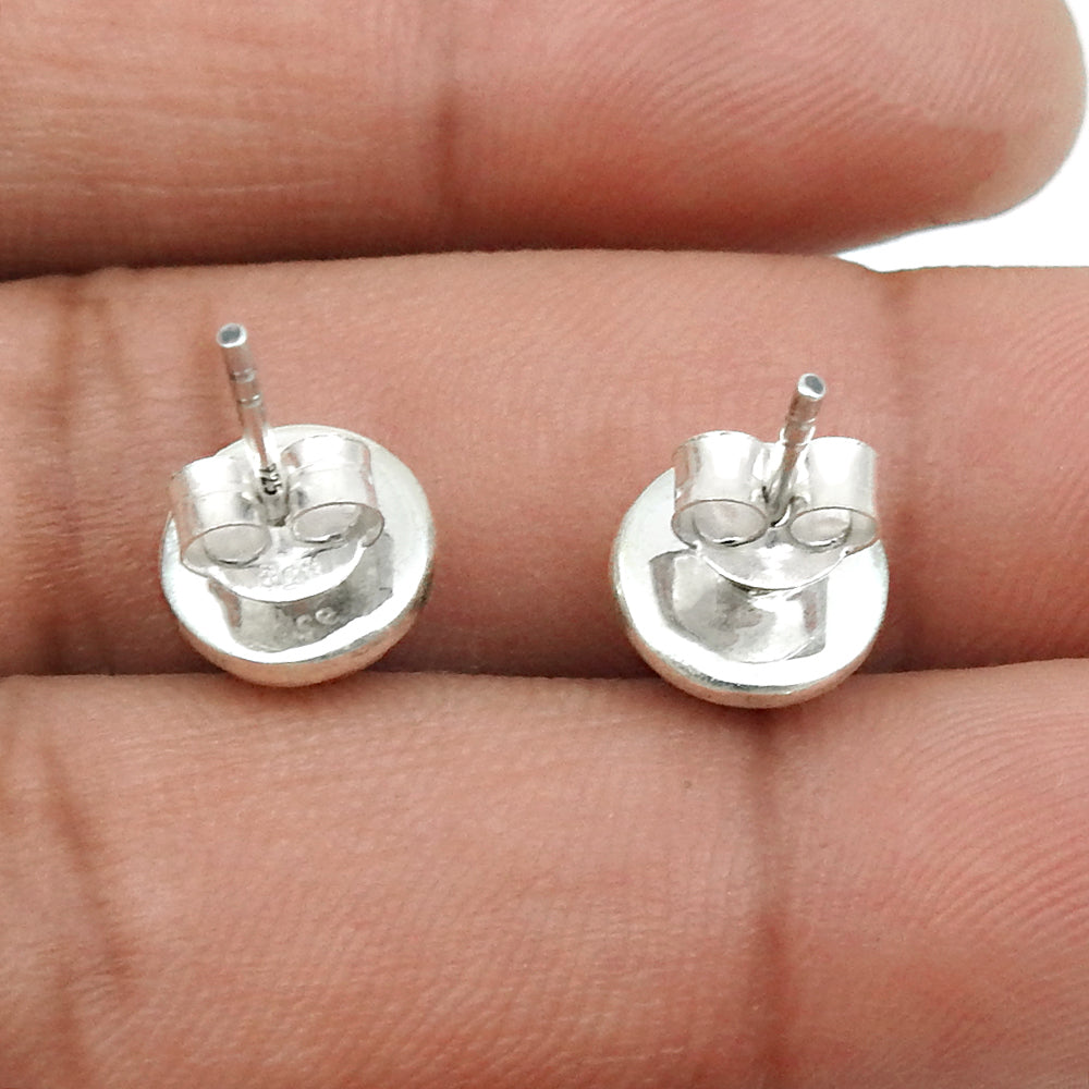 Turquoise Stone Mother Stud Post Bezel Handcrafted New Earrings 925 Solid Silver