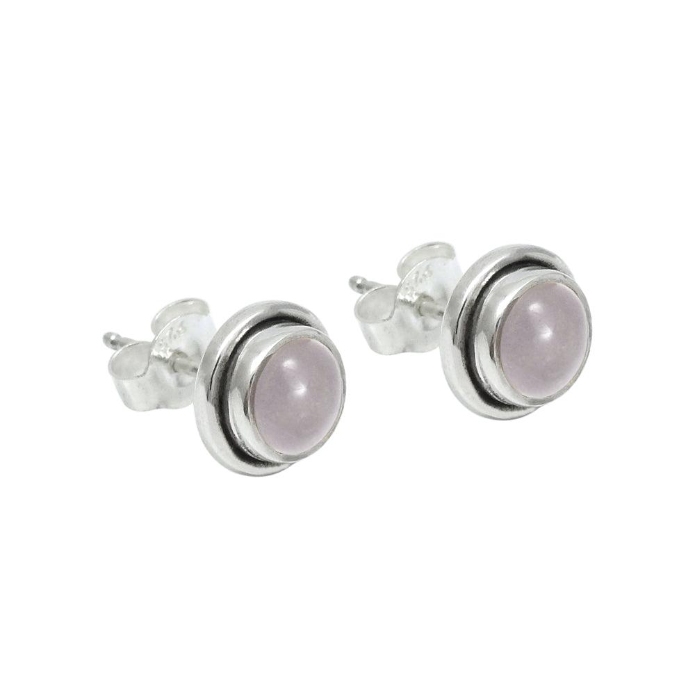 Sterling Silver Natural Rose Quartz Stud Post Anniversary Sisters Gift Earrings