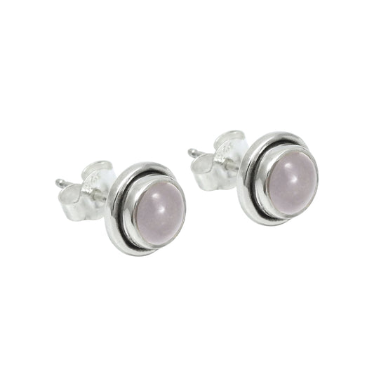 Sterling Silver Natural Rose Quartz Stud Post Anniversary Sisters Gift Earrings