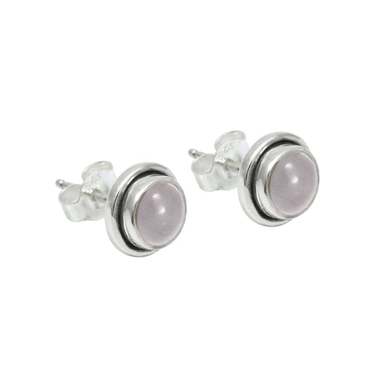 Sterling Silver Natural Rose Quartz Stud Post Anniversary Sisters Gift Earrings