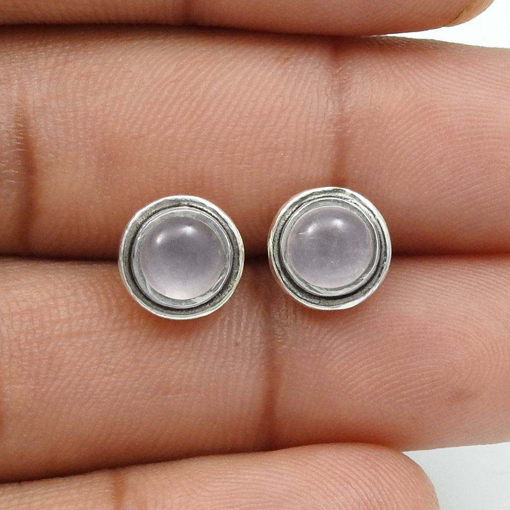 Sterling Silver Natural Rose Quartz Stud Post Anniversary Sisters Gift Earrings