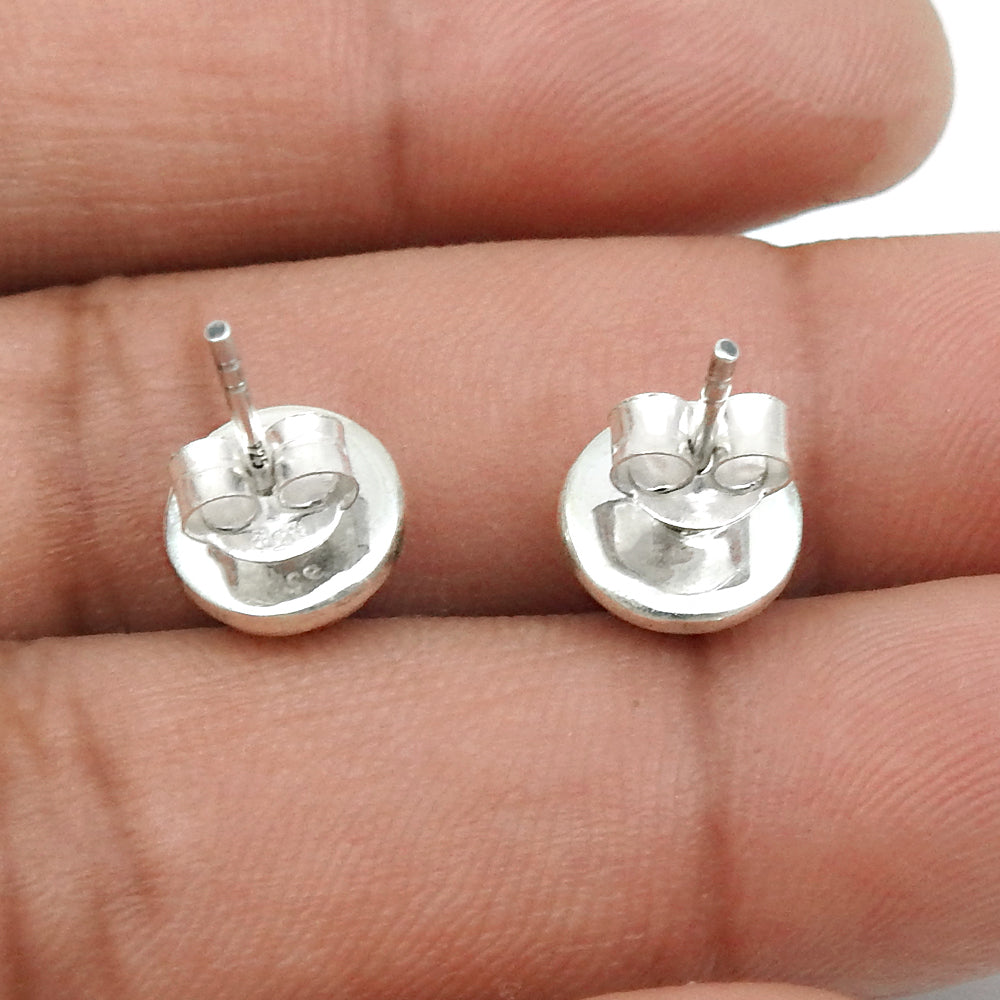 Smoky Quartz Gemstone Stud Post Bezel Root Chakra Boho Earrings Sterling Silver