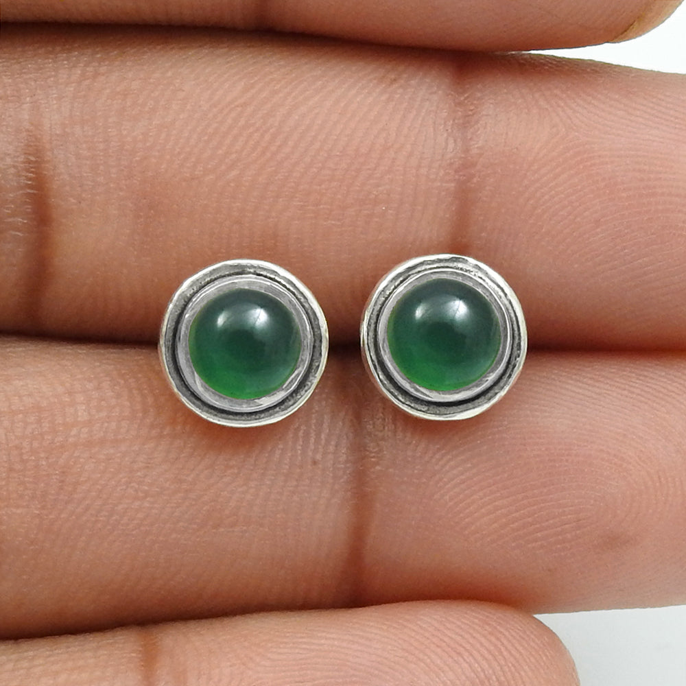 Natural Green Onyx Sterling Silver Sisters Day Wife Boho Stud Butterfly Earrings