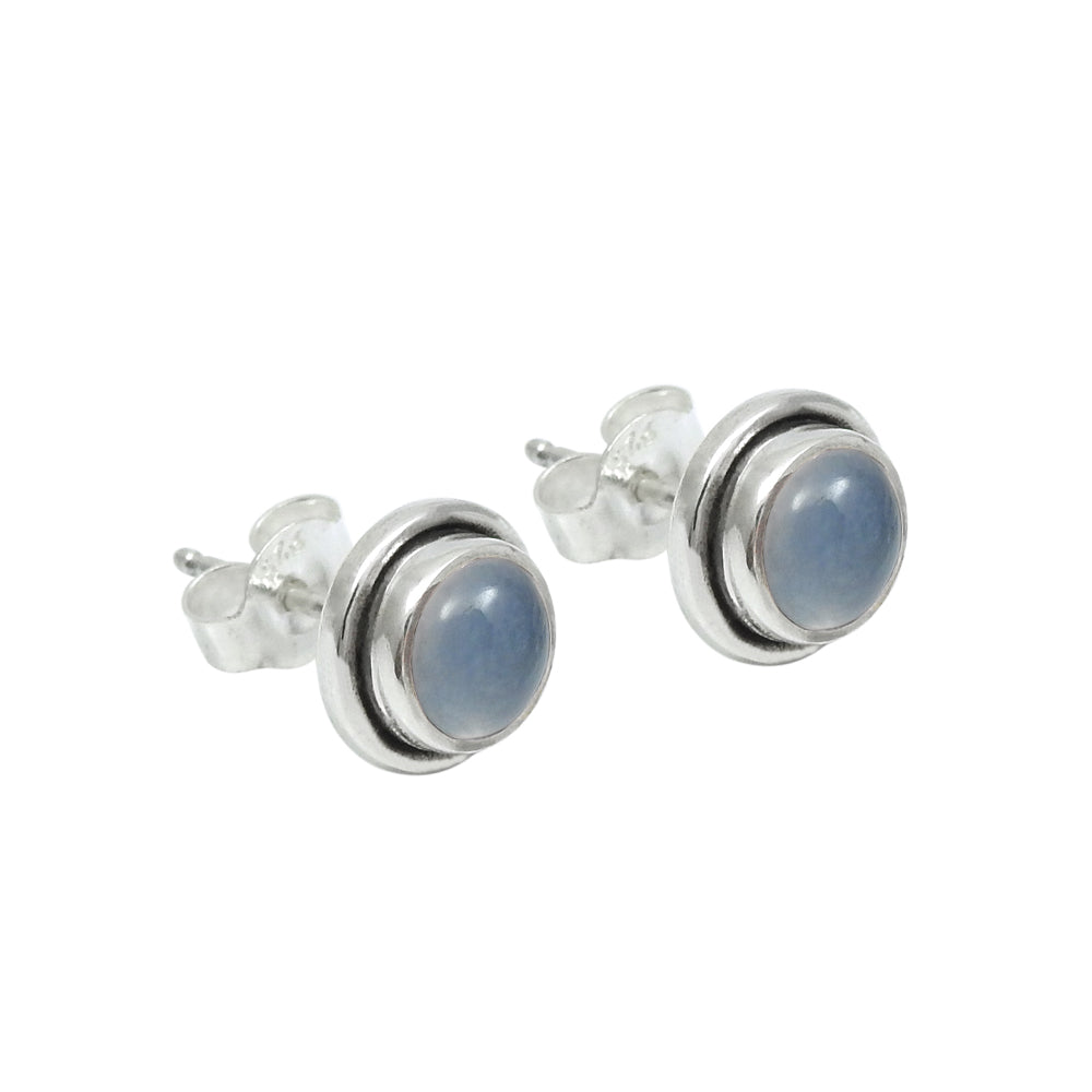 Sterling Silver Chalcedony Gemstone Stud Post Best Friend Gift Daughter Earrings