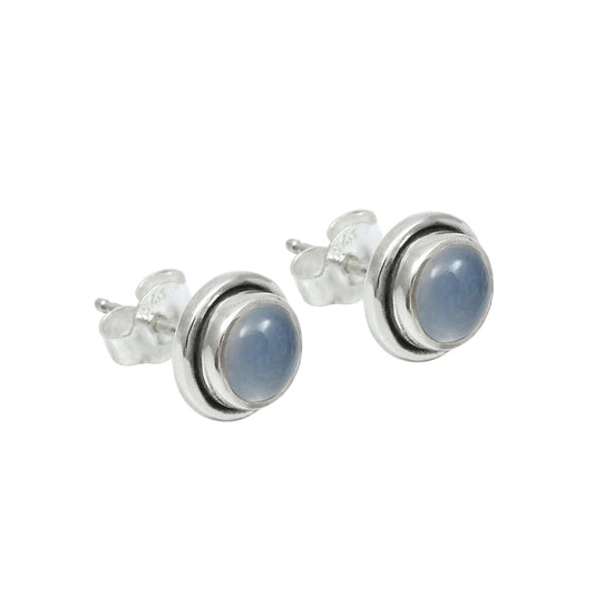 Sterling Silver Chalcedony Gemstone Stud Post Best Friend Gift Daughter Earrings