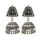 Round Turquoise Stone Solid Silver Drop Dangle Jhumki Butterfly Wife Earrings
