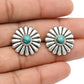 Round Natural Turquoise Sterling Silver Bezel Stud Post Butterfly Wife Earrings