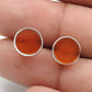 8mm Round Carnelian Gemstone 925 Sterling Silver Stud Earrings Jewelry