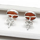 8mm Round Carnelian Gemstone 925 Sterling Silver Stud Earrings Jewelry