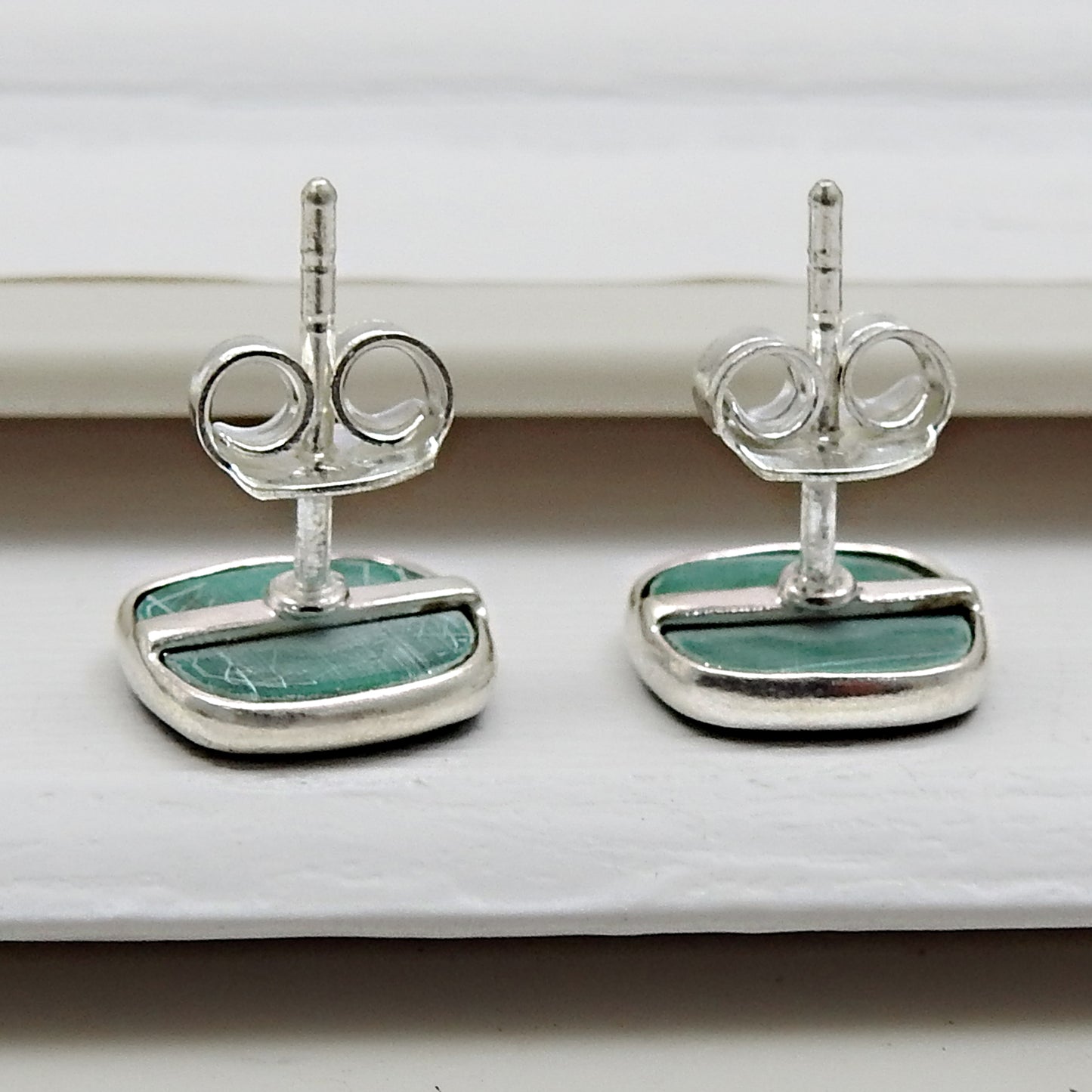 8mm Square Malachite Gemstone 925 Silver Stud Earrings Women Jewelry